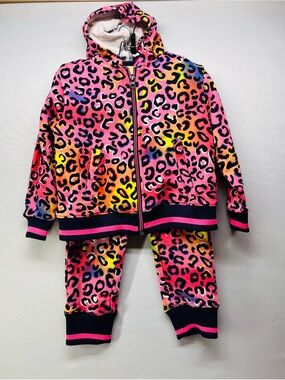Billieblush Navy & Neon Leopard Jogger Set